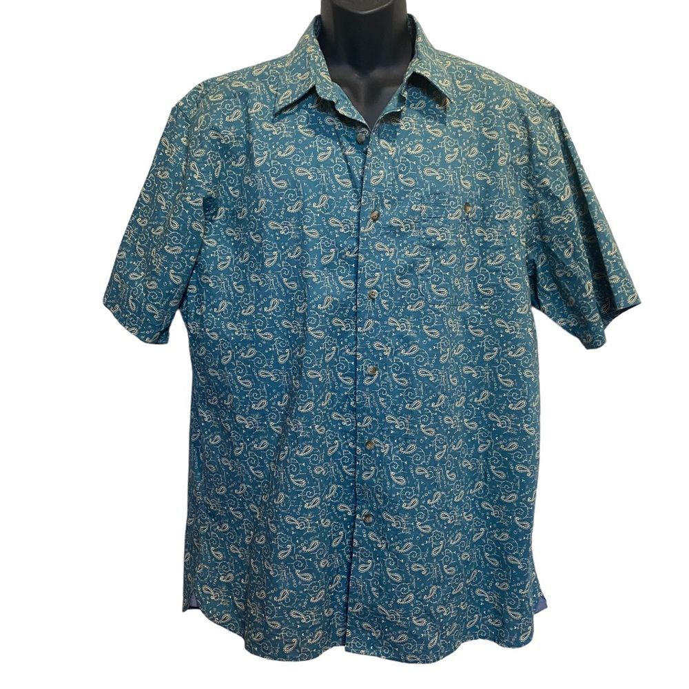 Pendleton Thomas Kay Paisley Shirt Mens Large L Short Sleeve Button Down Cotton